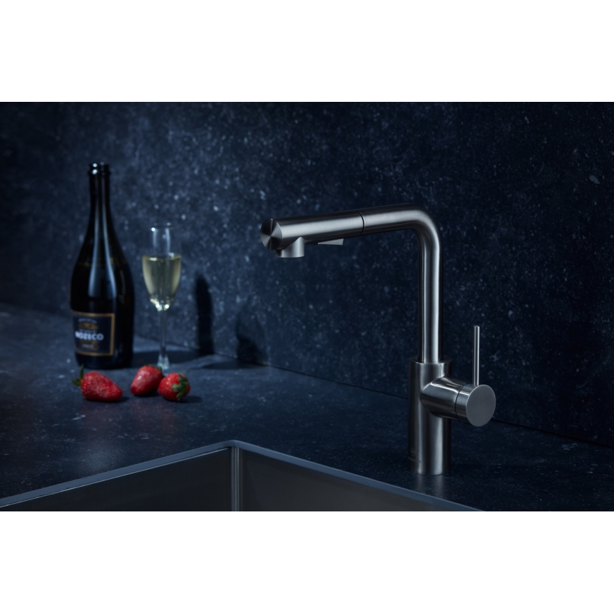 KFA Armatura 6623-110-22 - Wasserhahn/Armatur mit ausziehbarer Sprühvorrichtung DUERO BASIC Edelstahl