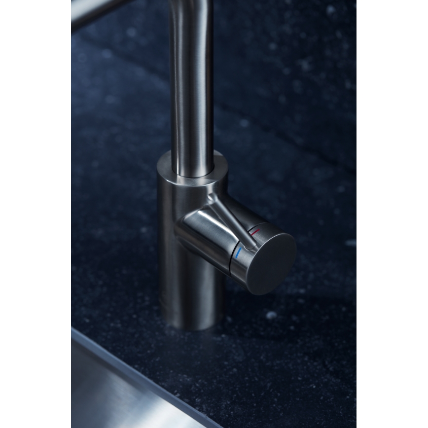 KFA Armatura 6623-110-22 - Wasserhahn/Armatur mit ausziehbarer Sprühvorrichtung DUERO BASIC Edelstahl
