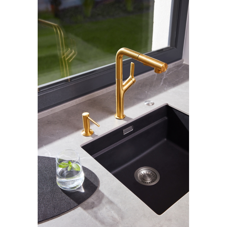 KFA Armatura 6623-220-31 - Wasserhahn/Armatur mit ausziehbarer Sprühvorrichtung DUERO DESIGN Edelstahl/geschliffen golden