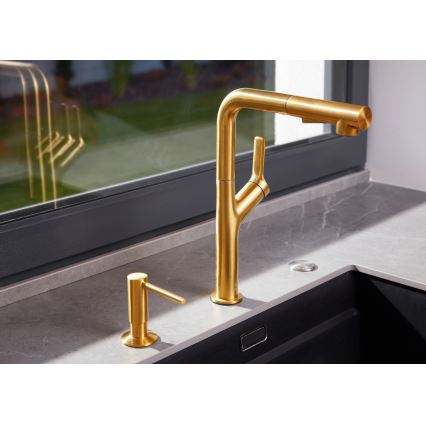 KFA Armatura 6623-220-31 - Wasserhahn/Armatur mit ausziehbarer Sprühvorrichtung DUERO DESIGN Edelstahl/geschliffen golden