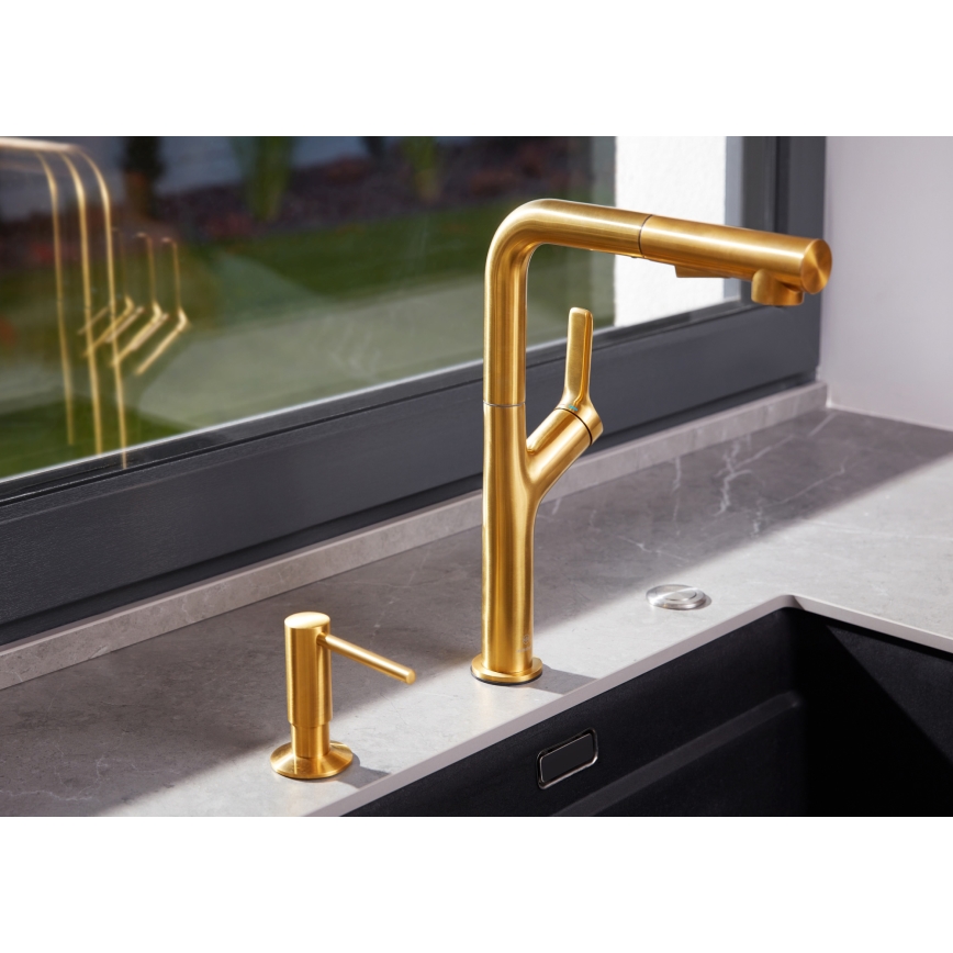 KFA Armatura 6623-220-31 - Wasserhahn/Armatur mit ausziehbarer Sprühvorrichtung DUERO DESIGN Edelstahl/geschliffen golden