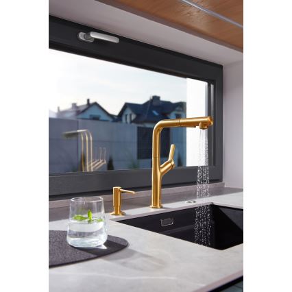 KFA Armatura 6623-220-31 - Wasserhahn/Armatur mit ausziehbarer Sprühvorrichtung DUERO DESIGN Edelstahl/geschliffen golden