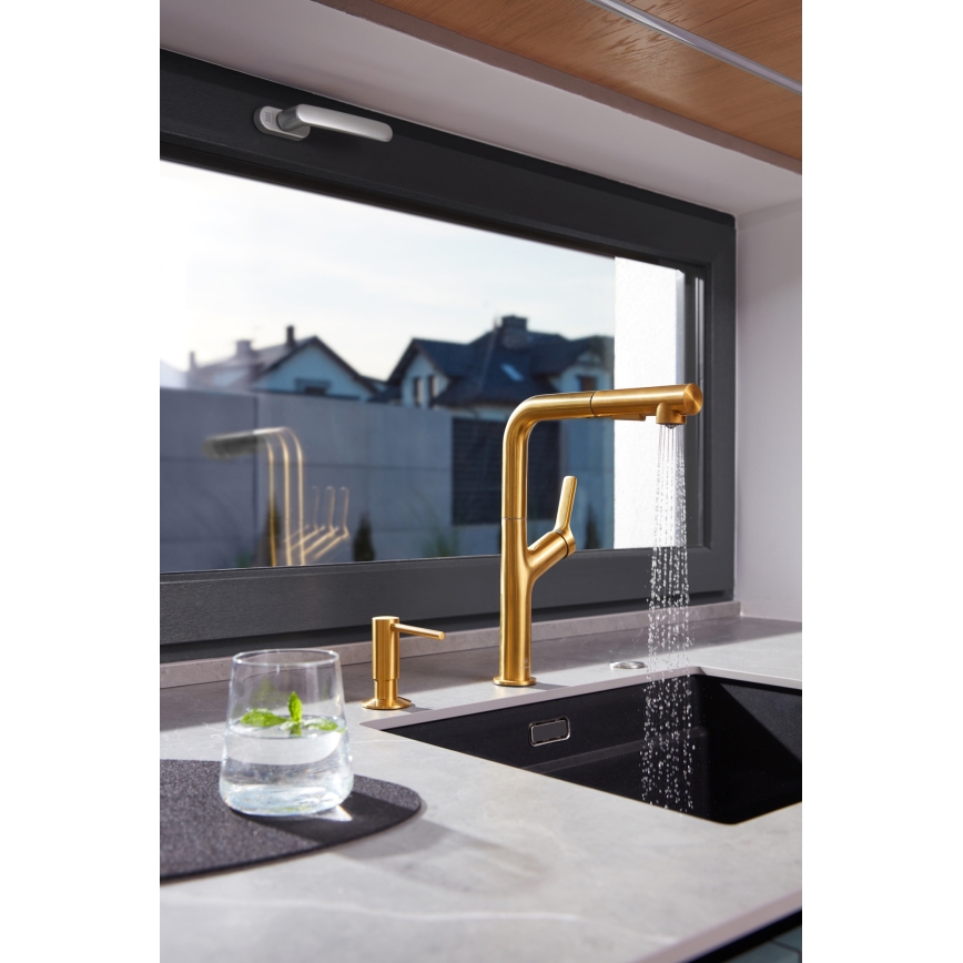 KFA Armatura 6623-220-31 - Wasserhahn/Armatur mit ausziehbarer Sprühvorrichtung DUERO DESIGN Edelstahl/geschliffen golden