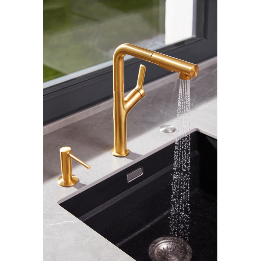 KFA Armatura 6623-220-31 - Wasserhahn/Armatur mit ausziehbarer Sprühvorrichtung DUERO DESIGN Edelstahl/geschliffen golden