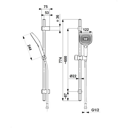 KFA Armatura 841-352-31 - Duschset MALAGA gebürstetes Gold