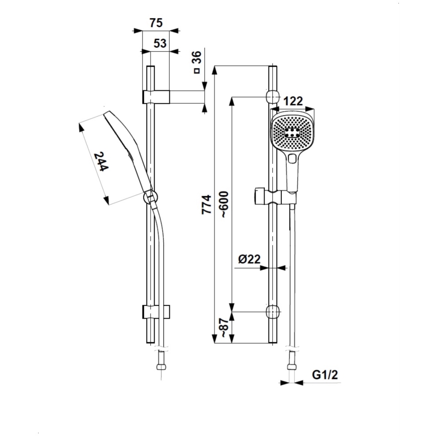 KFA Armatura 841-352-61 - Duschset MALAGA, Metallic-Grau