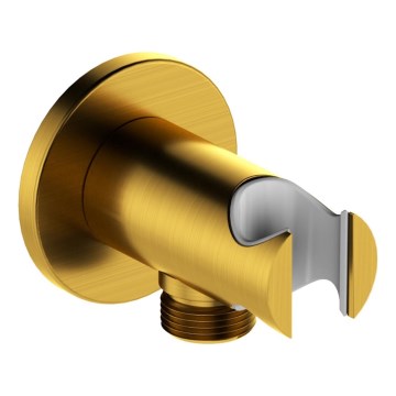 KFA Armatura 845-053-31 - Runder Duschhalter mit Auslass MOZA Messing/geschliffen golden