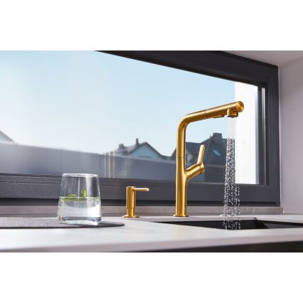 KFA Armatura 990-100-31 - Einbau-Seifenspender DUERO Edelstahl/geschliffen golden