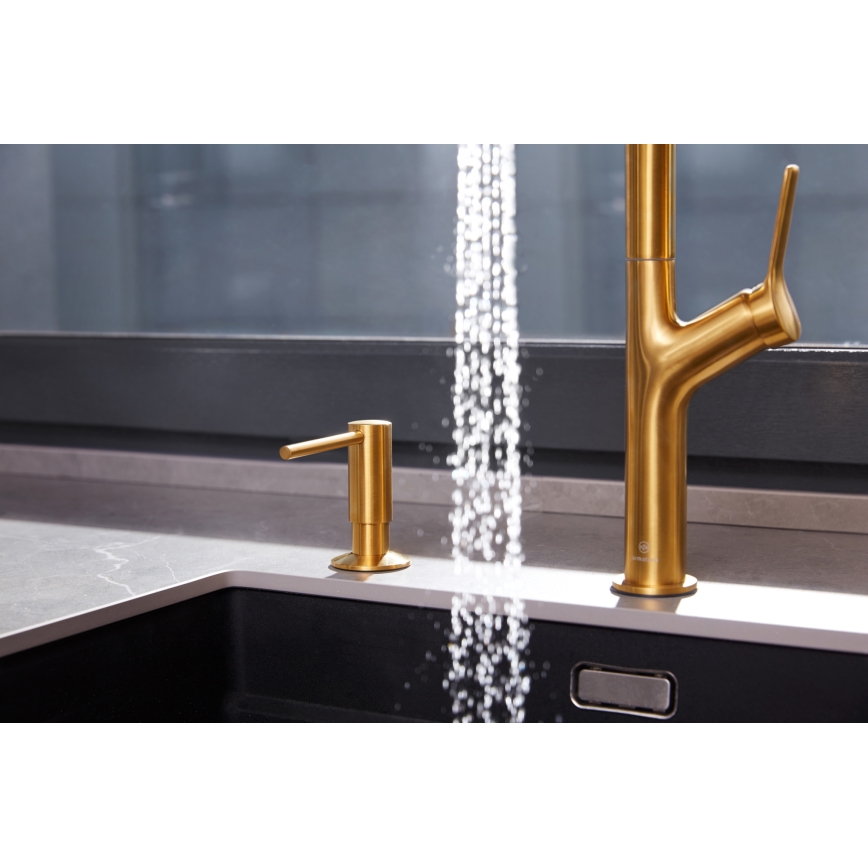 KFA Armatura 990-100-31 - Einbau-Seifenspender DUERO Edelstahl/geschliffen golden