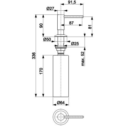 KFA Armatura 990-100-81 - Einbau-Seifenspender DUERO Edelstahl/matt schwarz
