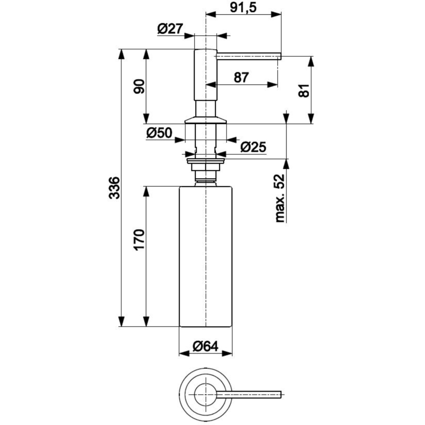 KFA Armatura 990-100-81 - Einbau-Seifenspender DUERO Edelstahl/matt schwarz