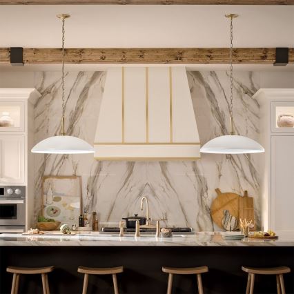 Kichler - Hängeleuchte an Kette DELAROSA 1xE27/60W/230V weiß/Messing