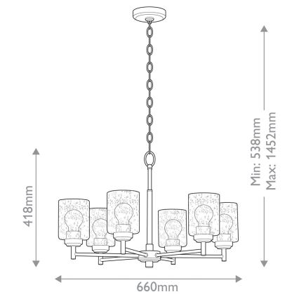 Kichler - Hängeleuchte an Kette WINSLOW 6xE27/60W/230V d 66 cm Messing