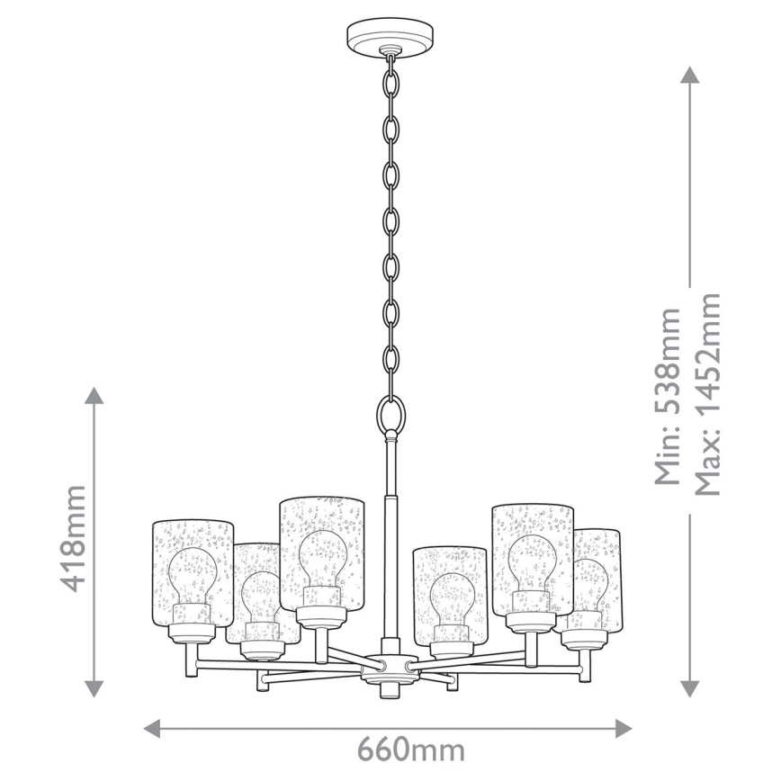 Kichler - Hängeleuchte an Kette WINSLOW 6xE27/60W/230V d 66 cm Messing