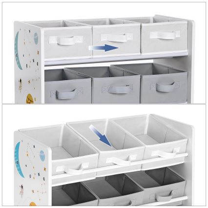 Kinder-Aufbewahrungsregal mit Stoffboxen ANET blau/weiß