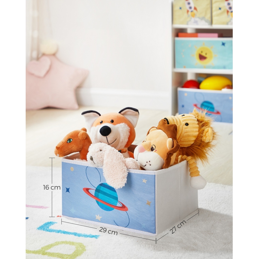 Kinder-Aufbewahrungsregal mit Stoffboxen ANET blau/weiß