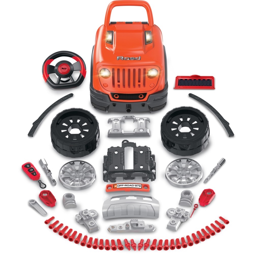 Kinder-Autowerkstatt 3xAAA + 1xCR2025 orange/grau