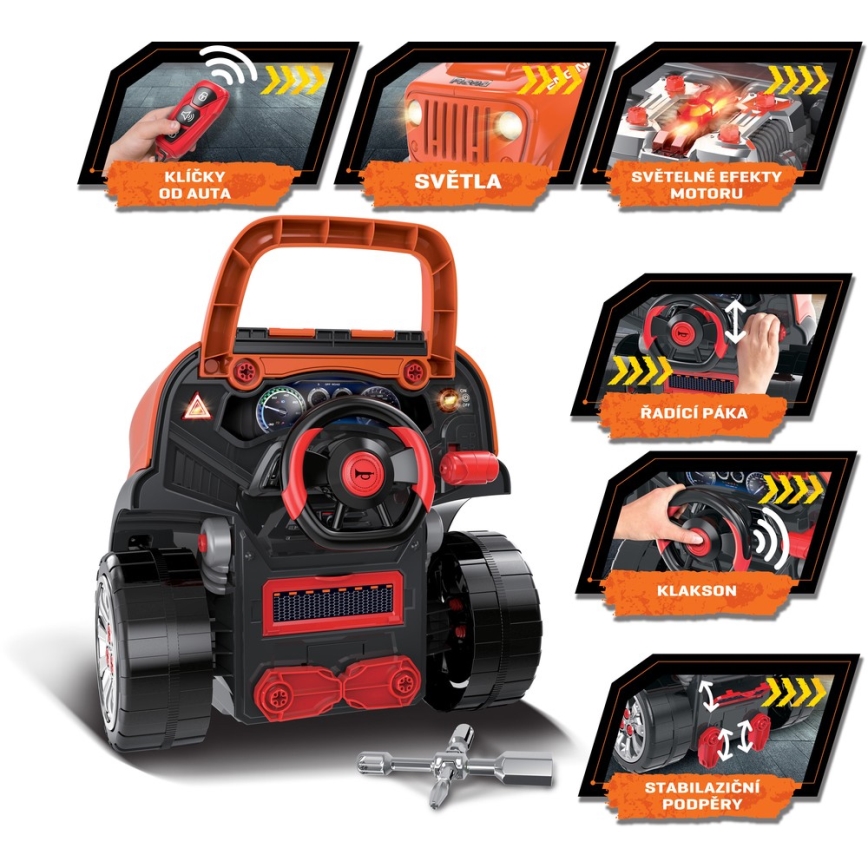 Kinder-Autowerkstatt 3xAAA + 1xCR2025 orange/grau