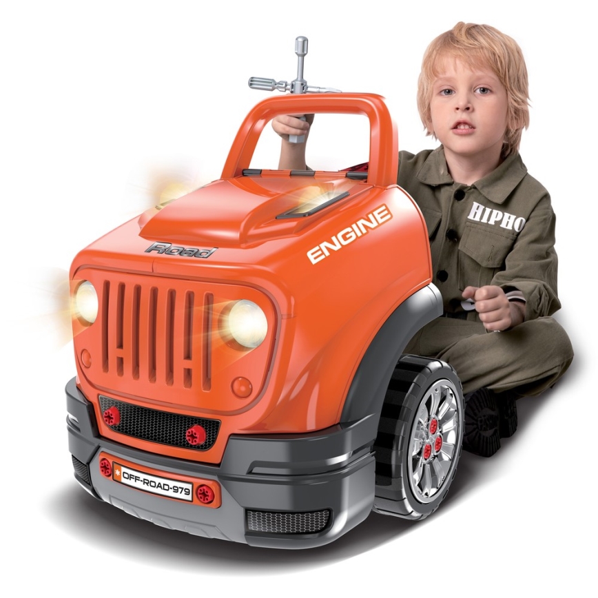 Kinder-Autowerkstatt 3xAAA + 1xCR2025 orange/grau