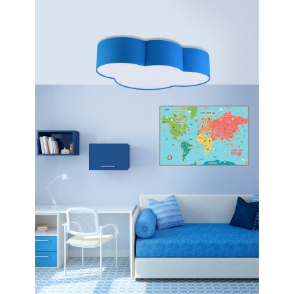 Kinder Deckenleuchte CLOUD 4xE27/15W/230V blau