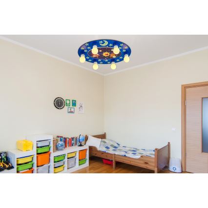 Kinder-Deckenleuchte LUCCA 6xE27/24W/230V blau