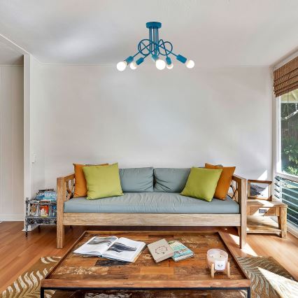 Kinder-Deckenleuchte OXFORD 5xE27/15W/230V blau