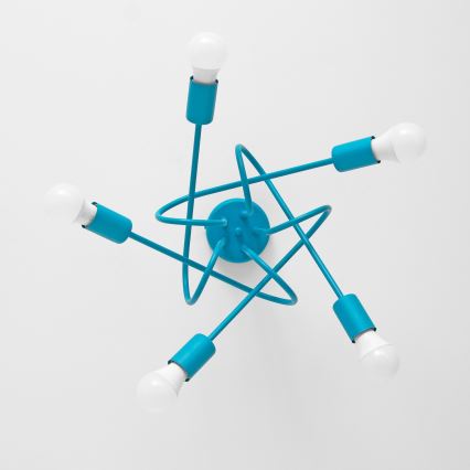 Kinder-Deckenleuchte OXFORD 5xE27/15W/230V blau