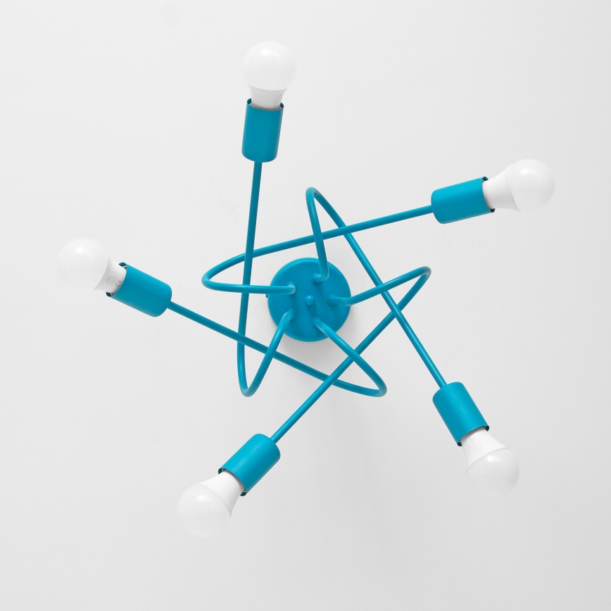 Kinder-Deckenleuchte OXFORD 5xE27/15W/230V blau