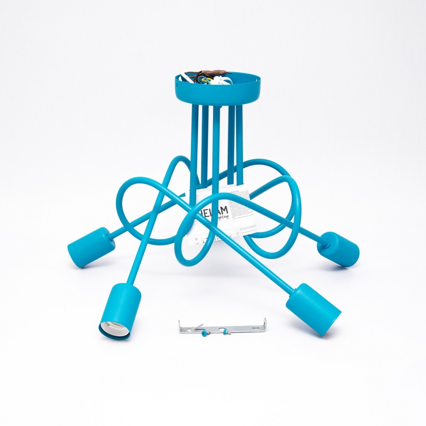 Kinder-Deckenleuchte OXFORD 5xE27/15W/230V blau