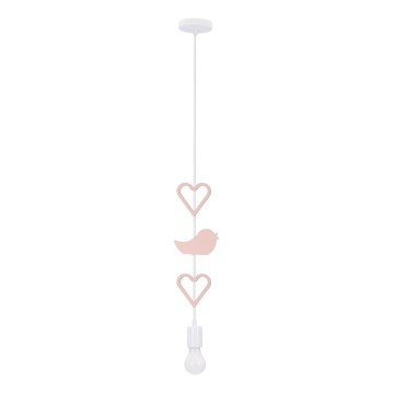 Kinder-Hängeleuchte am Kabel HEART 1xE27/20W/230V rosa/weiß