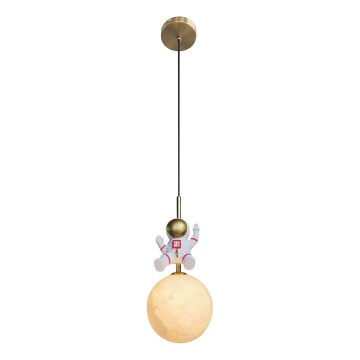 Kinder-Hängeleuchte ASTRONAUT 1xE27/60W/230V d 15 cm golden/beige