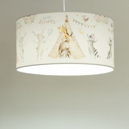 Kinder-Hängeleuchte KIDS ROOM 1xE27/60W/230V Ø 40 cm, mit Tiermotiven
