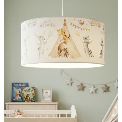 Kinder-Hängeleuchte KIDS ROOM 1xE27/60W/230V Ø 40 cm, mit Tiermotiven