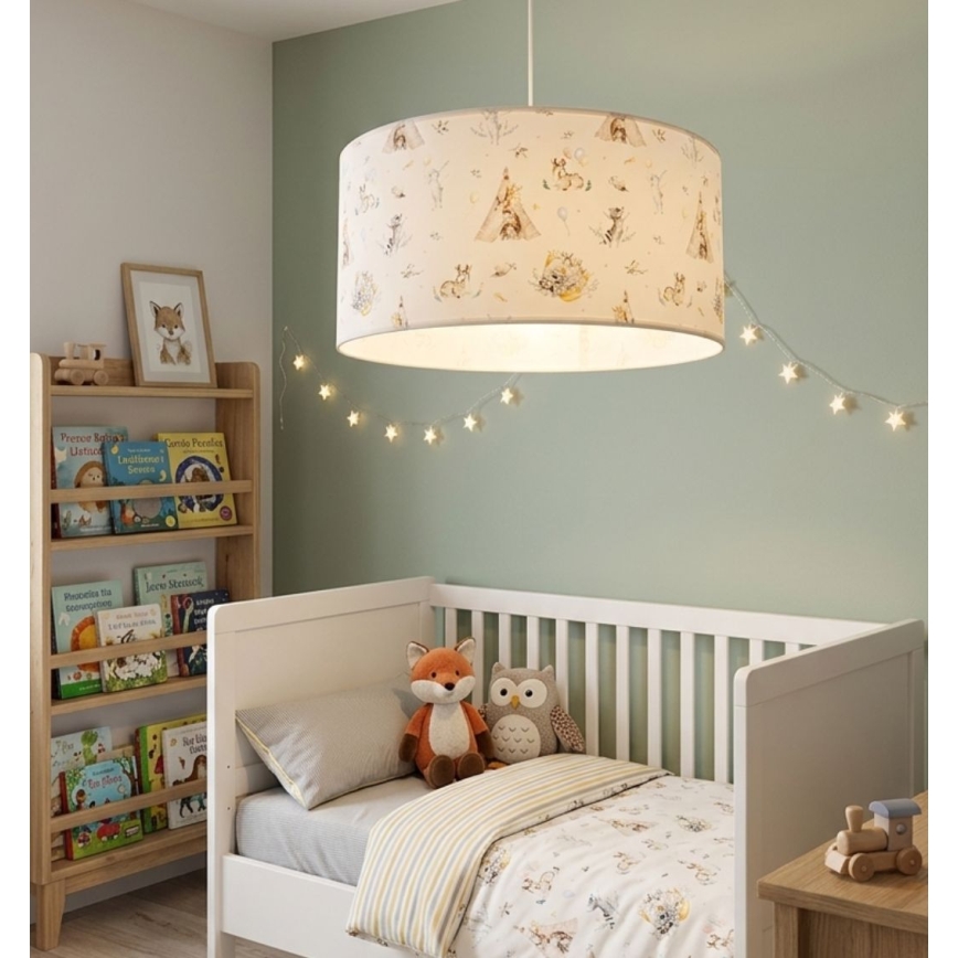 Kinder-Hängeleuchte KIDS ROOM 1xE27/60W/230V Ø 40 cm, mit Tiermotiven