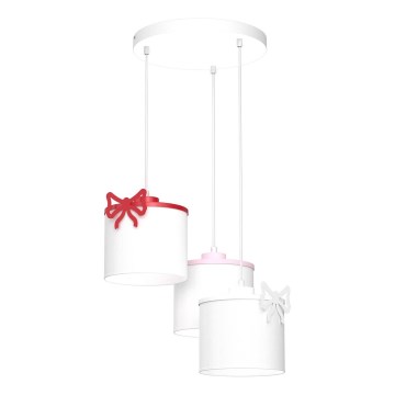 Kinder-Hängeleuchte SWEET 3xE27/15W/230V weiß/rosa/rot/Schleife
