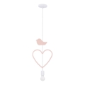 Kinder-Pendelleuchte an Kabel HEART 1xE27/20W/230V rosa/weiß
