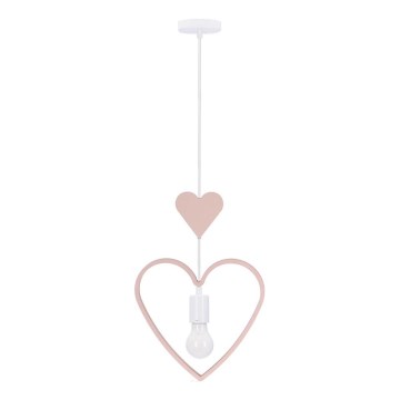 Kinder-Pendelleuchte HEART 1xE27/20W/230V rosa/weiß