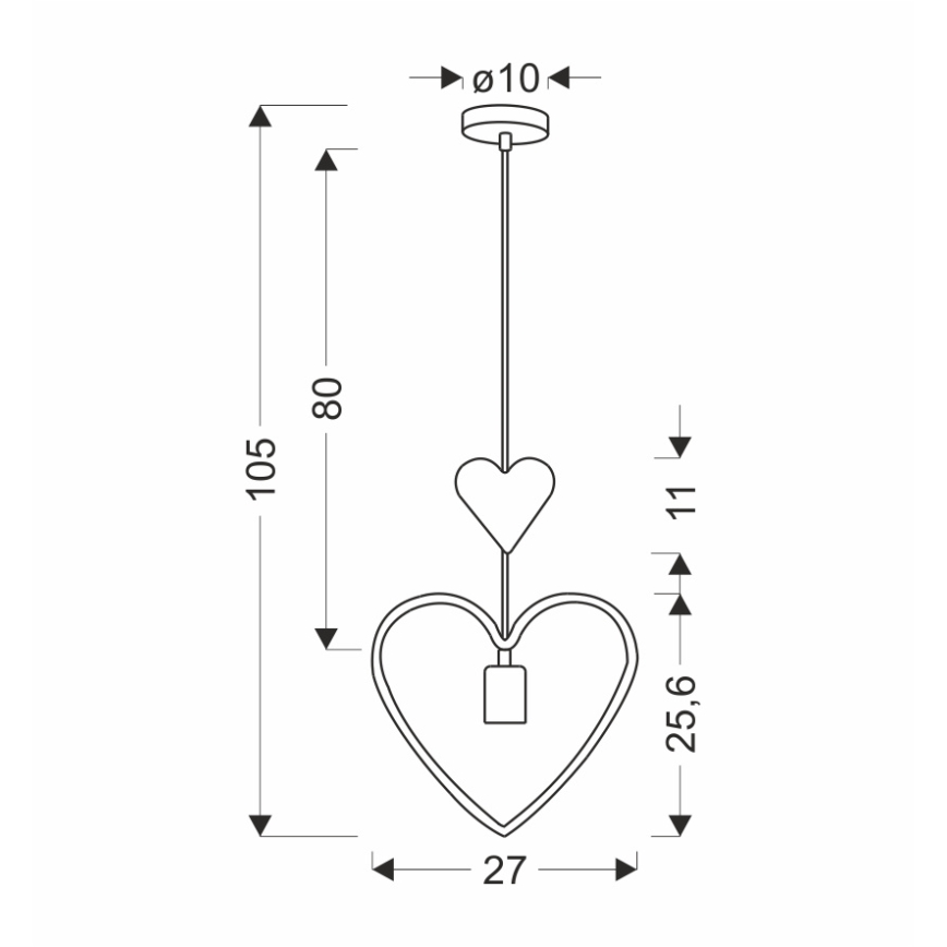 Kinder-Pendelleuchte HEART 1xE27/20W/230V rosa/weiß