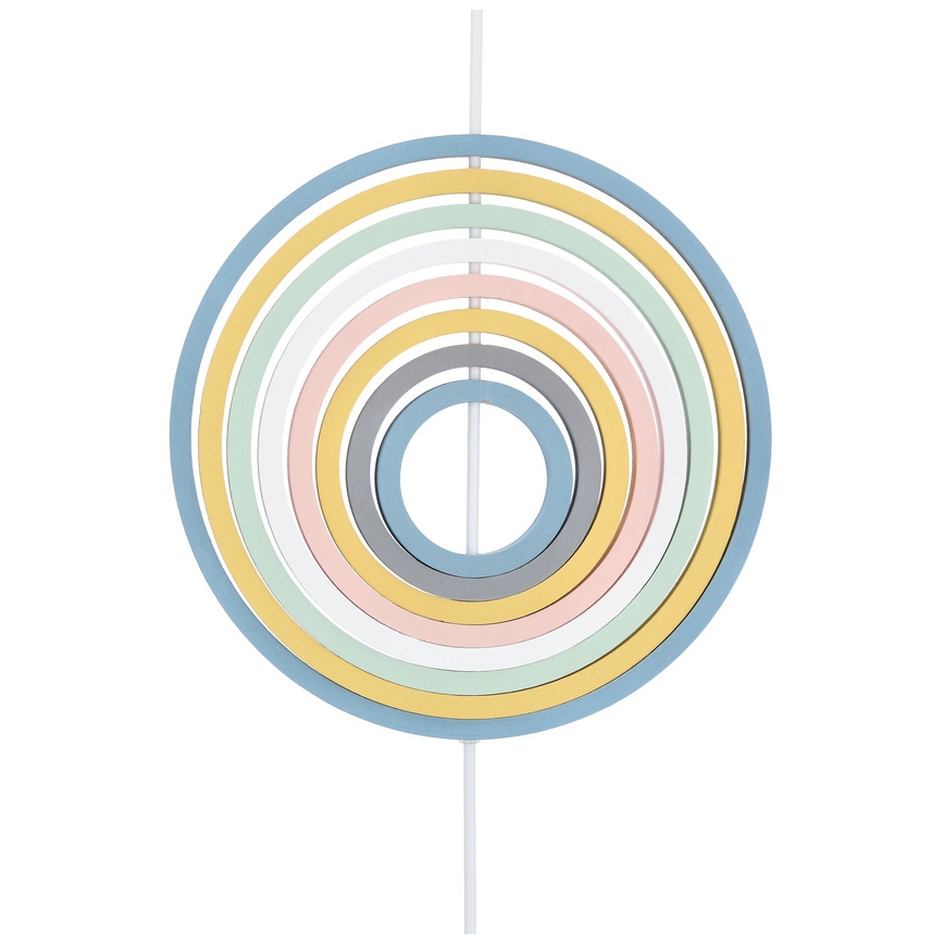Kinder-Pendelleuchte HOOPS mit Schnur, 1xE27/20W/230V, Ø 27 cm, mehrfarbig