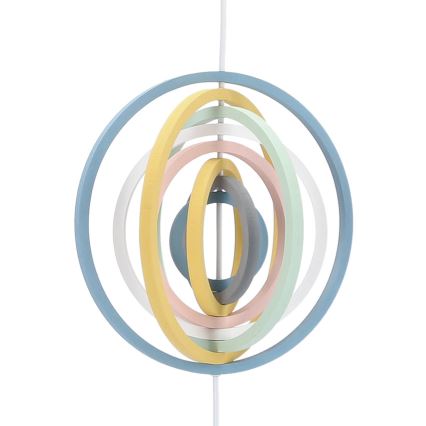 Kinder-Pendelleuchte HOOPS mit Schnur, 1xE27/20W/230V, Ø 27 cm, mehrfarbig