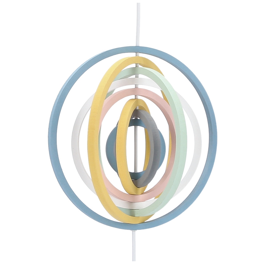 Kinder-Pendelleuchte HOOPS mit Schnur, 1xE27/20W/230V, Ø 27 cm, mehrfarbig