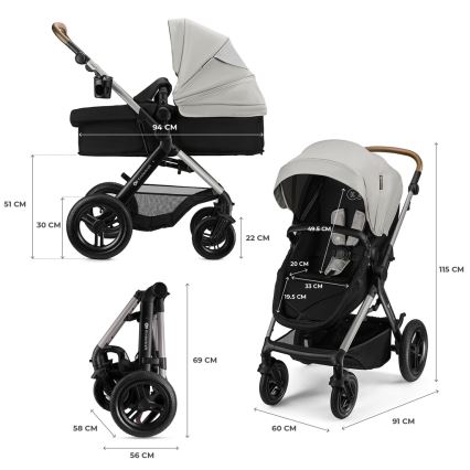 KINDERKRAFT - 3-in-1 Kombi-Kinderwagen MOOV 2 XL Air Grey