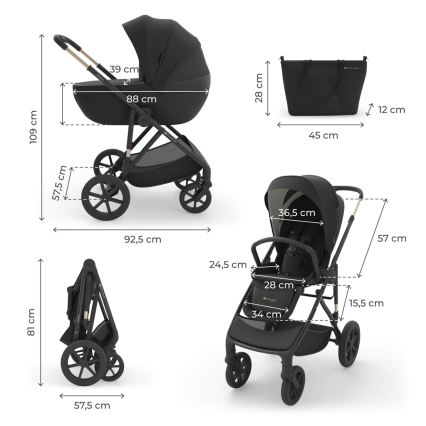 KINDERKRAFT - 3-in-1 Kombikinderwagen PRIME 3 Venezian Black