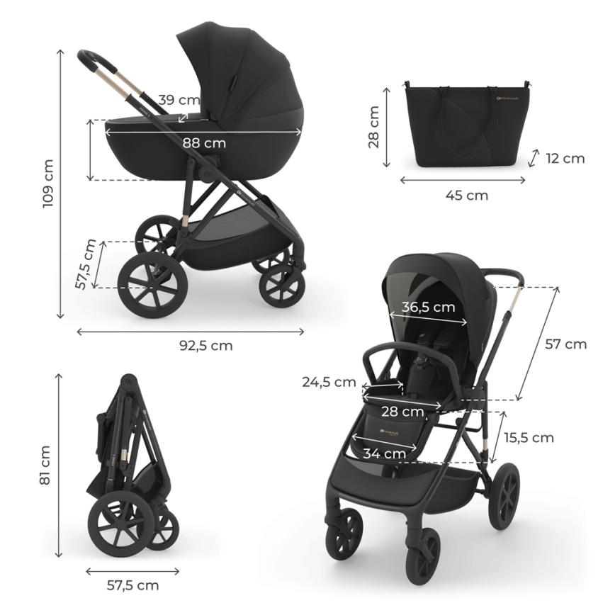 KINDERKRAFT - 3-in-1 Kombikinderwagen PRIME 3 Venezian Black