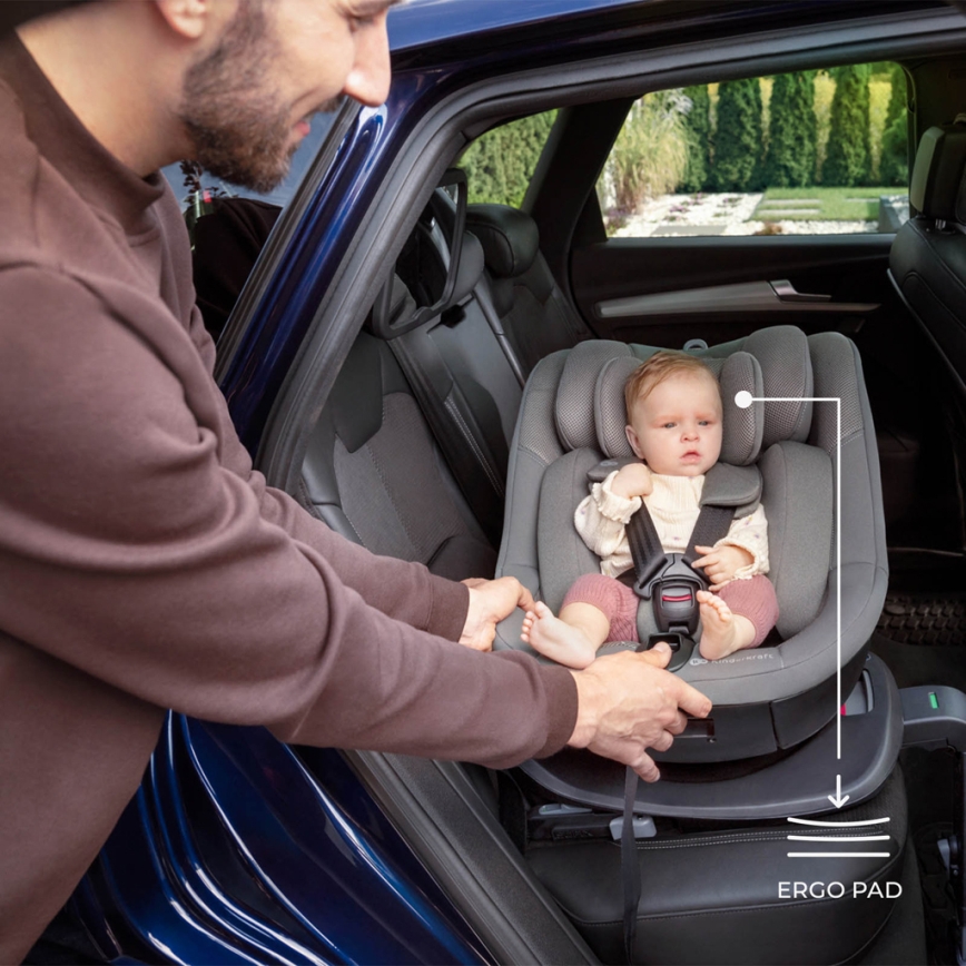 KINDERKRAFT - Autokindersitz mit drehbarer Basis I-GUARD i-Size 40-105 cm grau
