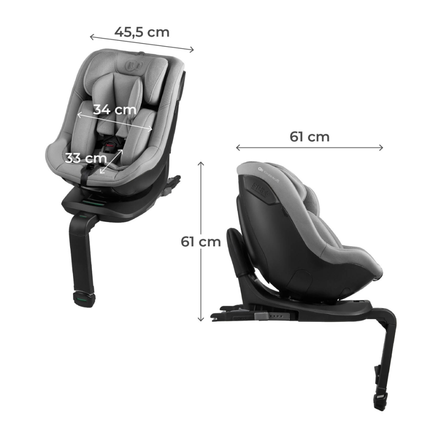 KINDERKRAFT - Autokindersitz mit drehbarer Basis I-GUARD i-Size 40-105 cm grau