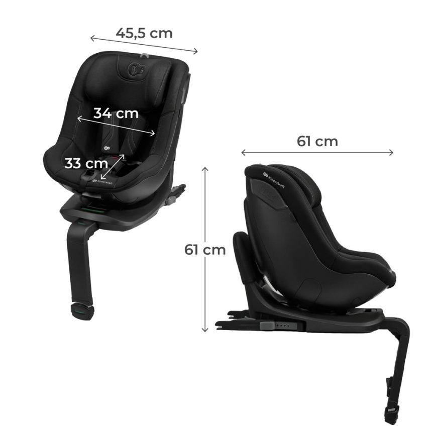 KINDERKRAFT - Autokindersitz mit drehbarer Basis I-GUARD PRO i-Size 61-105 cm schwarz