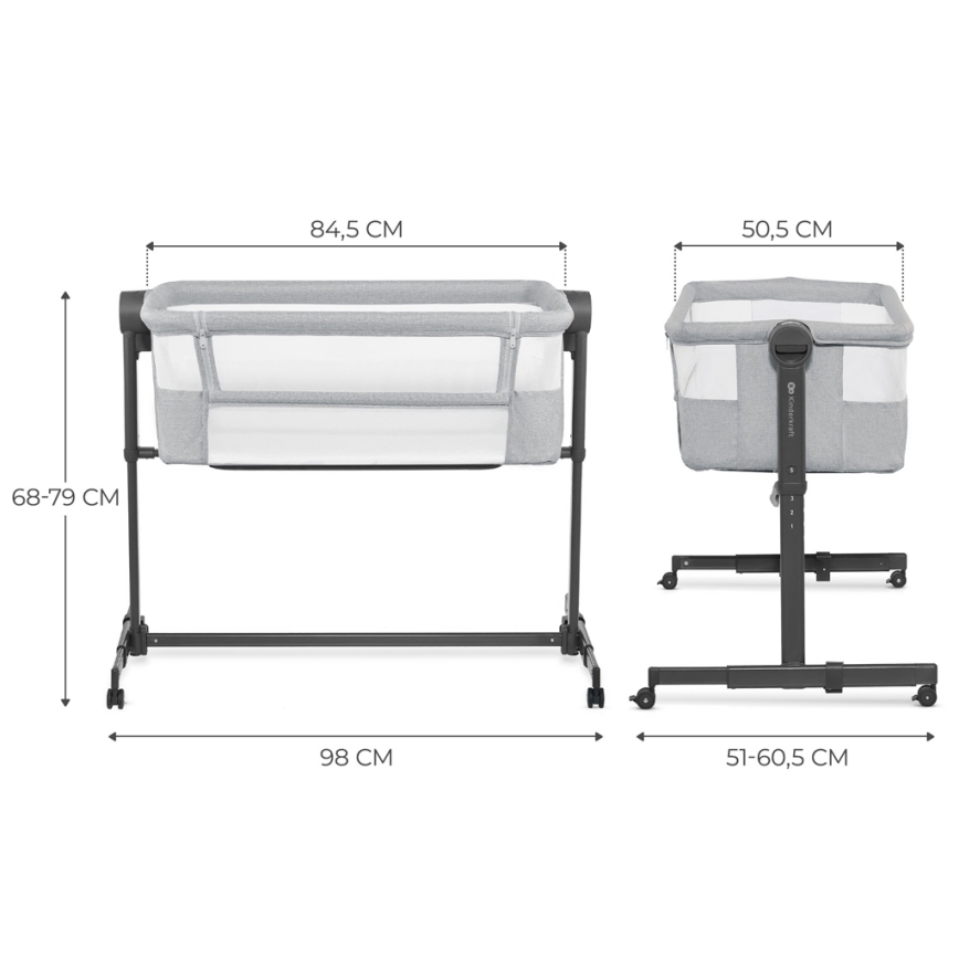 KINDERKRAFT - Babybett NESTE UP2 hellgrau