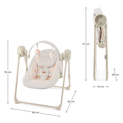 KINDERKRAFT - Babyschaukel mit Melodie SWINGEE beige 4xAAA/230V