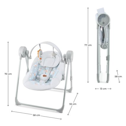 KINDERKRAFT - Babyschaukel SWINGEE mit Melodie, grau, 4xAAA/230V